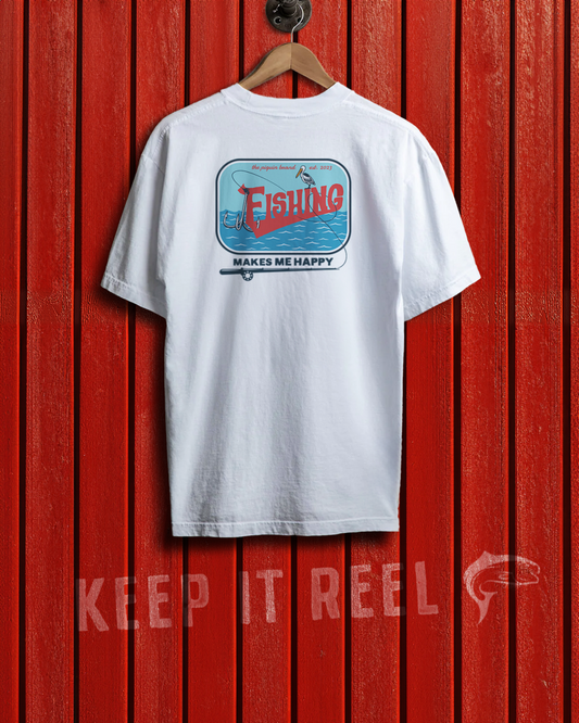 Fishing Makes Me Happy by Pinguin Unisex Heavy Cotton Tee